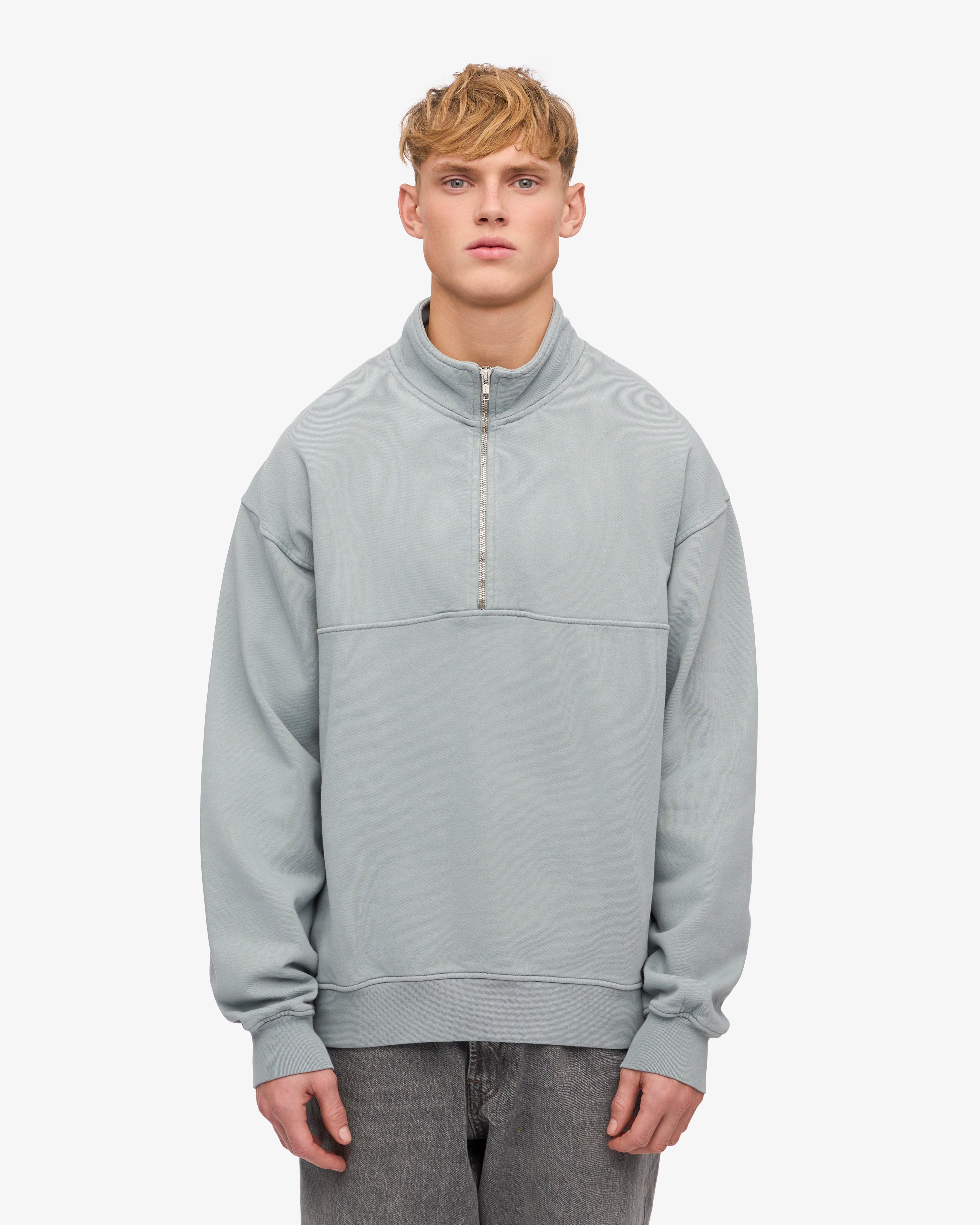 Organic Quarter Zip - Steel Blue