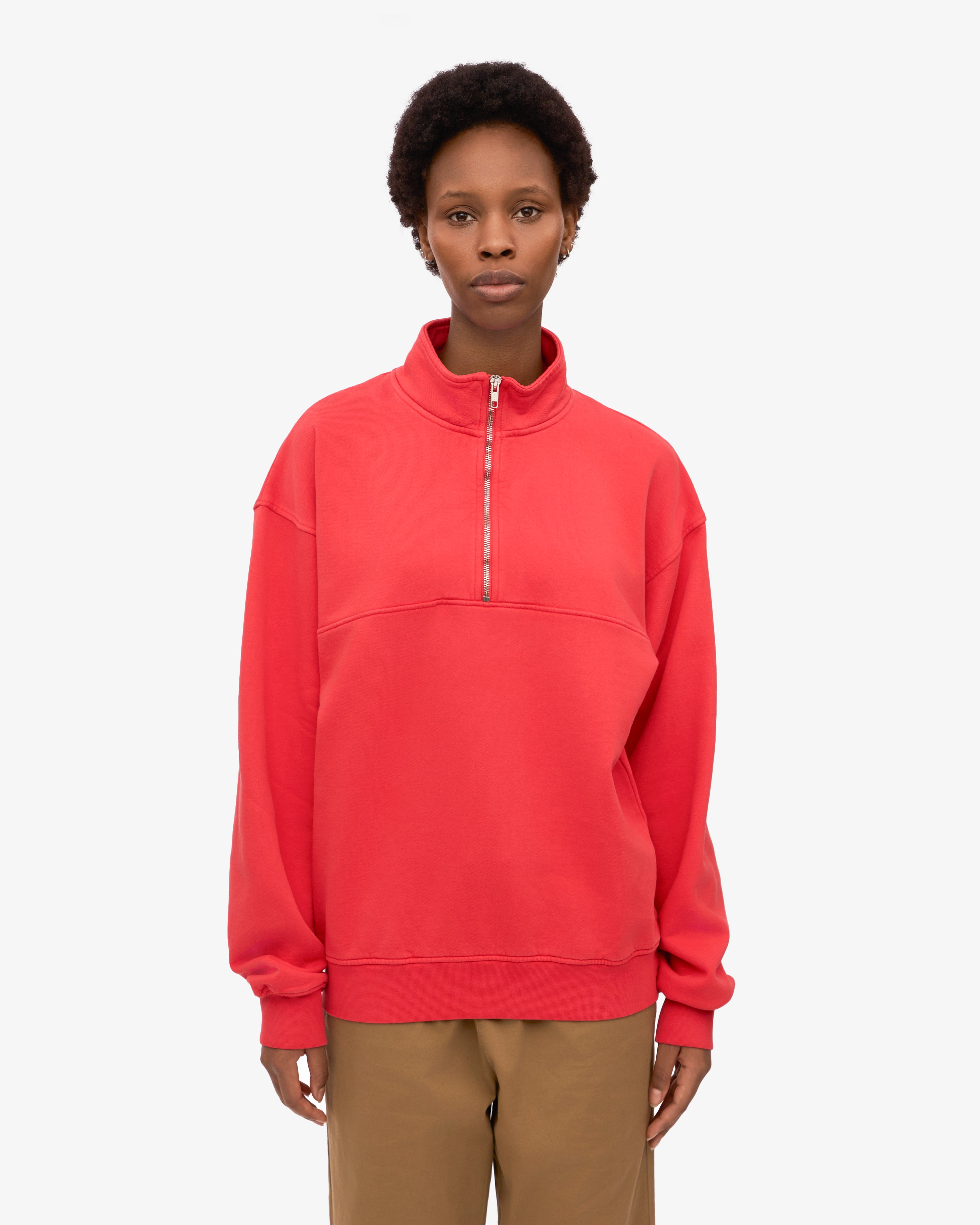 Organic Quarter Zip - Red Tangerine