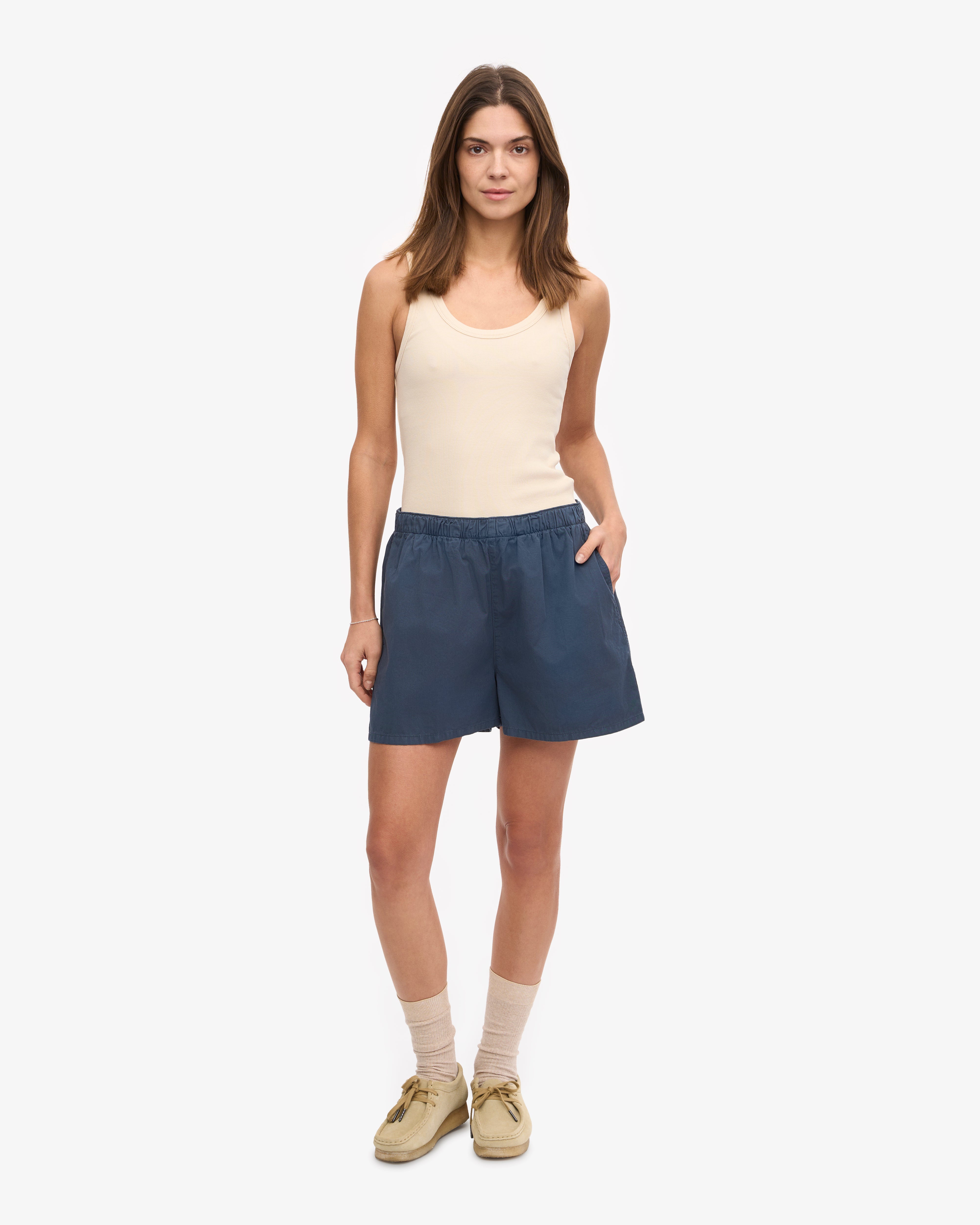 Women Organic Twill Shorts - Petrol Blue