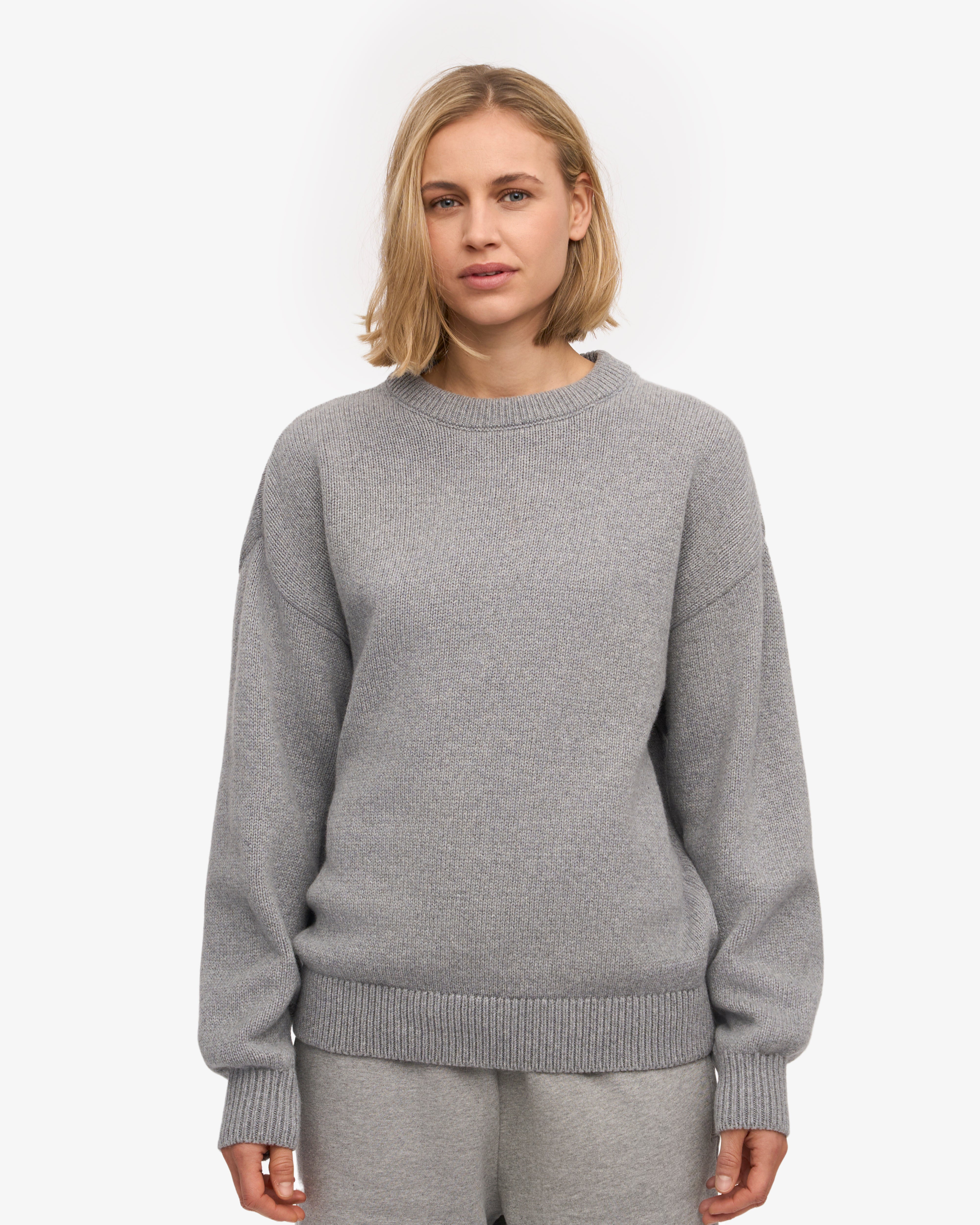 Oversized Merino Wool Crew - Heather Grey