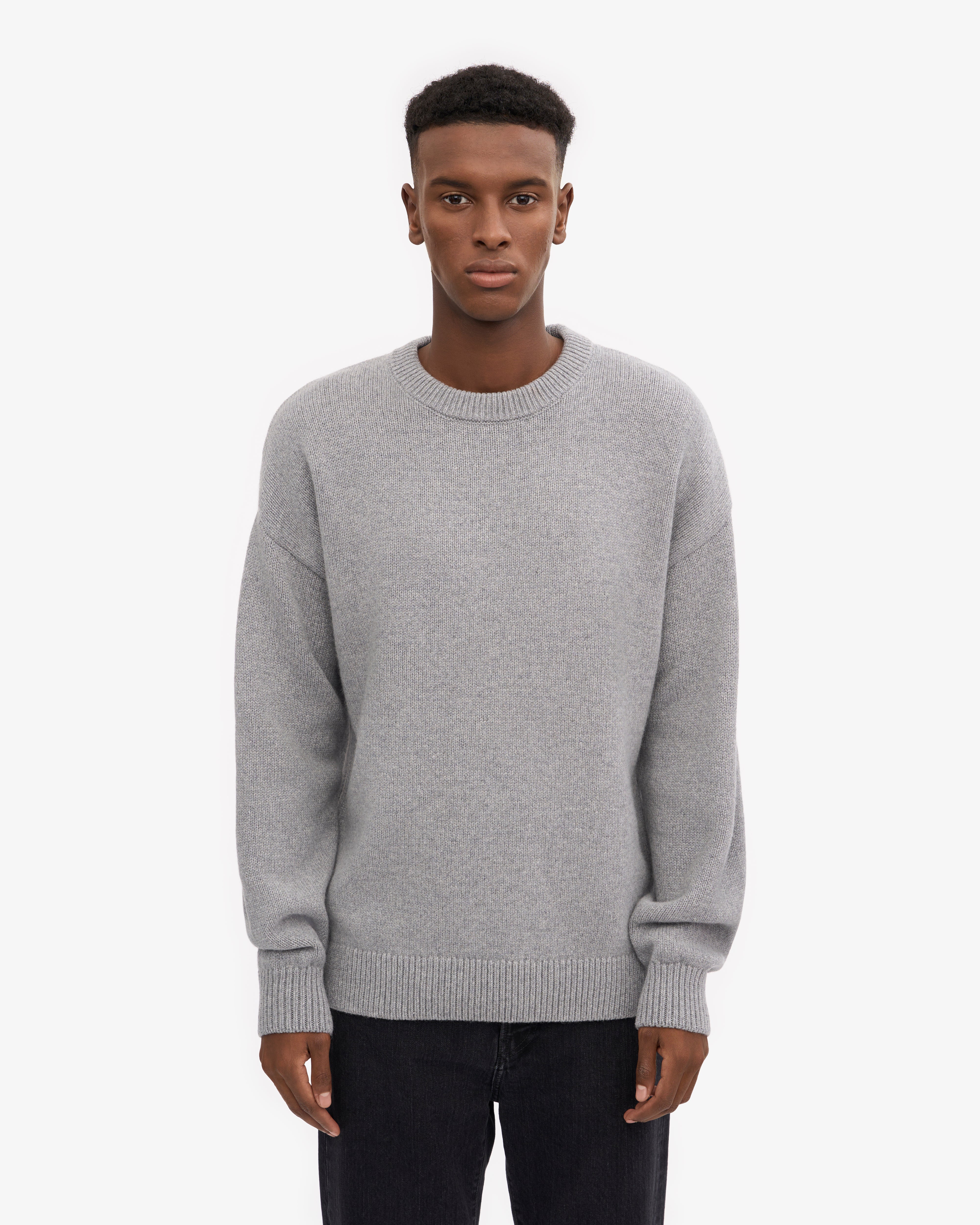 Oversized Merino Wool Crew - Heather Grey