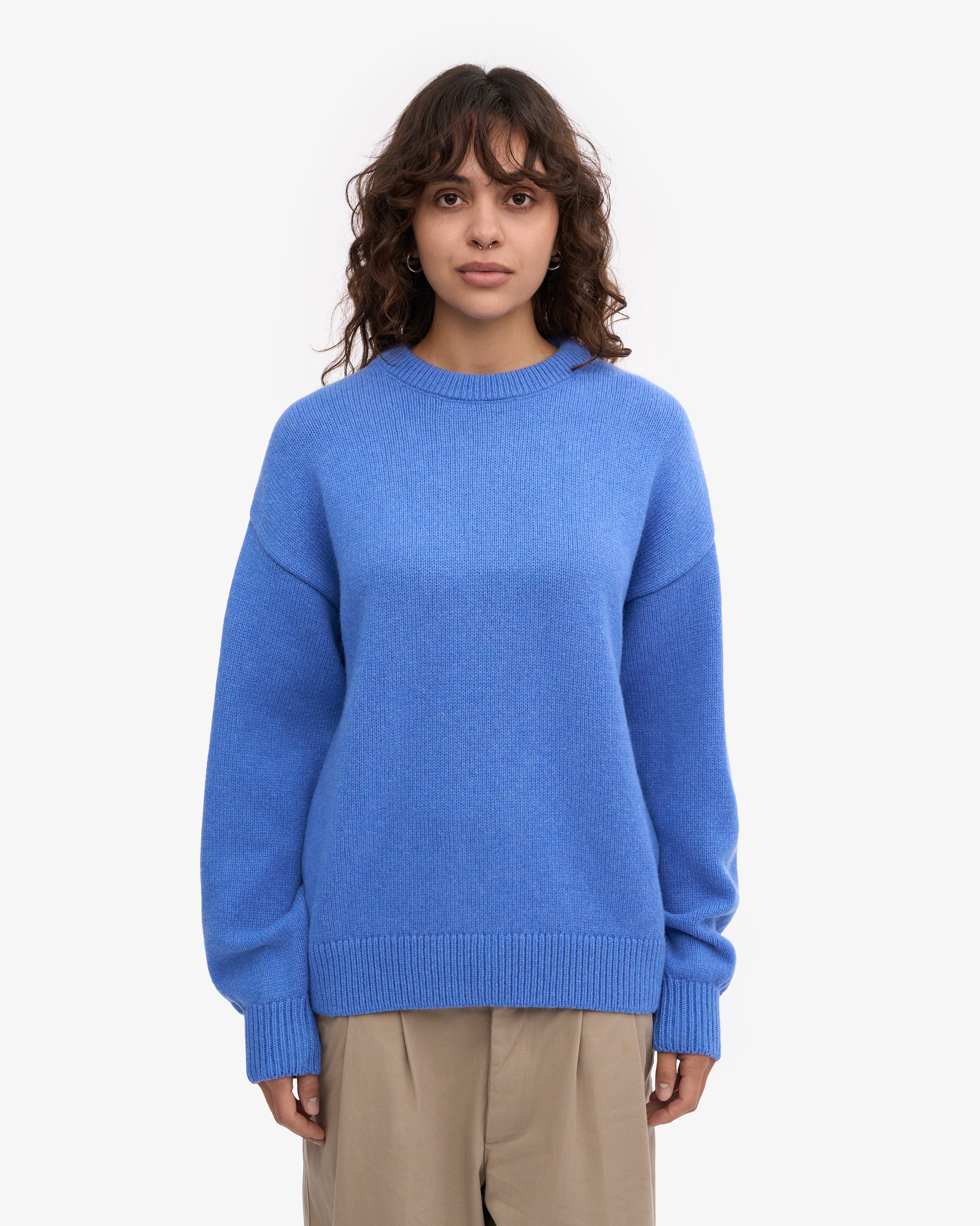 Oversized Merino Wool Crew - Pacific Blue