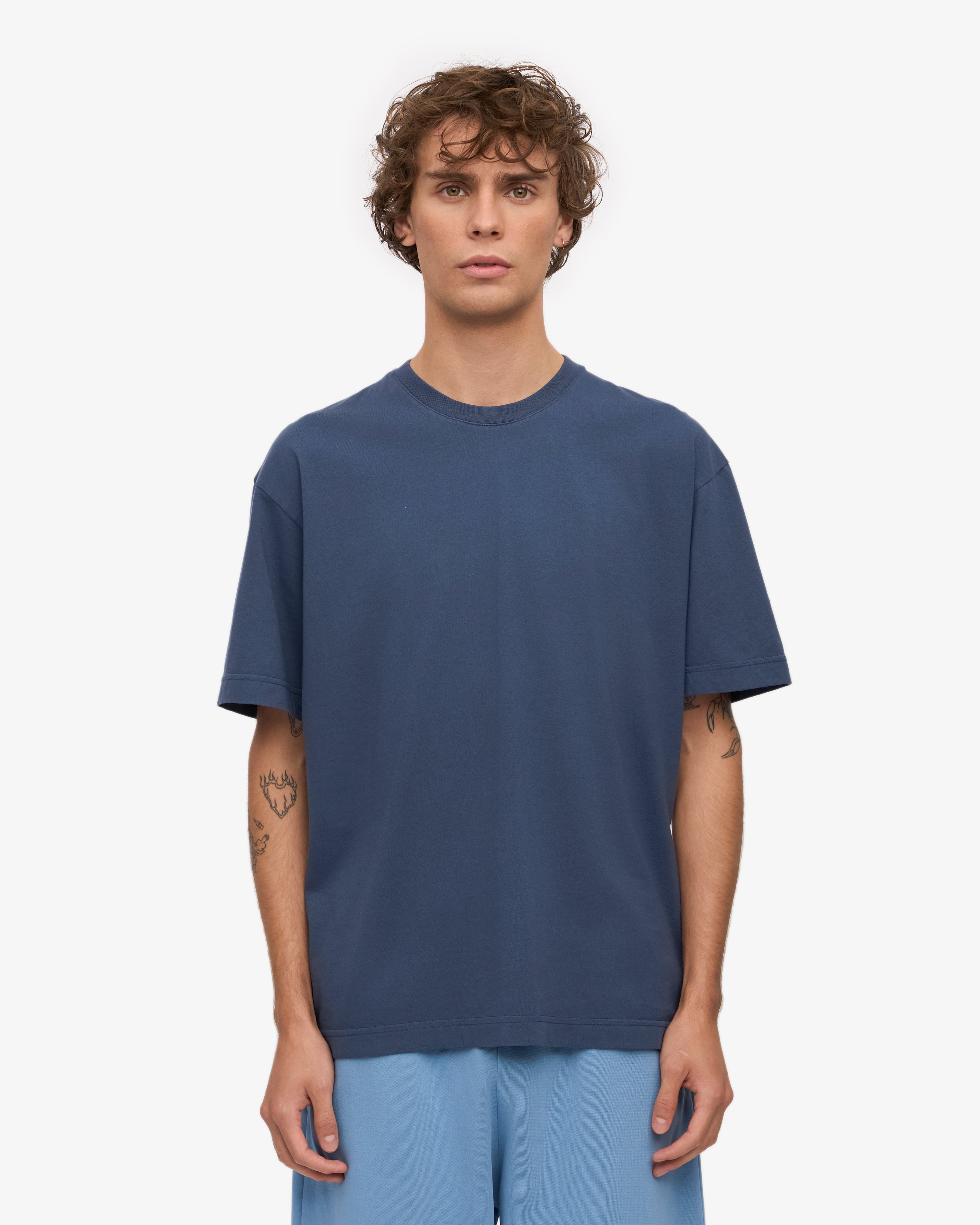 Oversized Organic T-Shirt - Petrol Blue XS