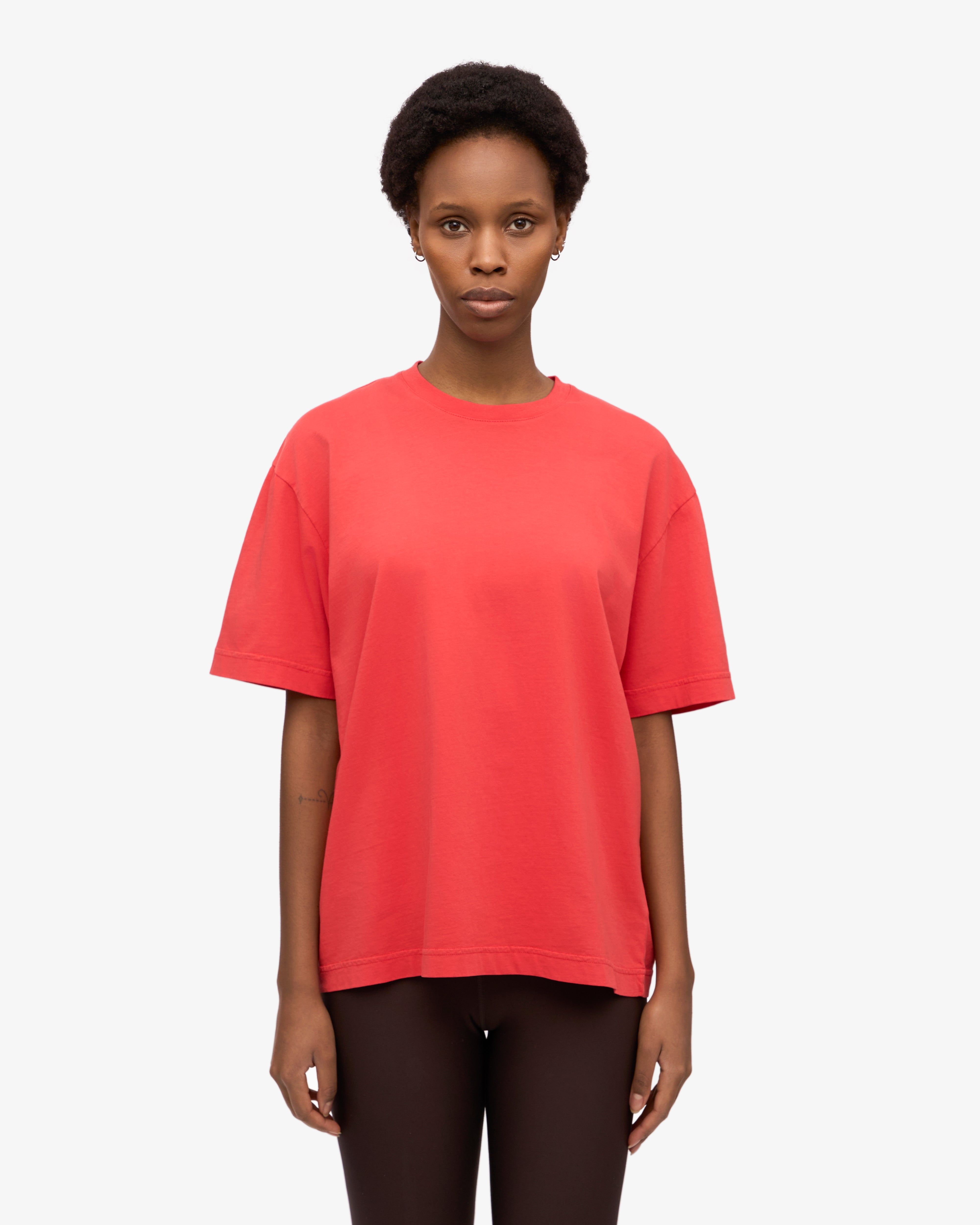 Oversized Organic T-Shirt - Red Tangerine XS