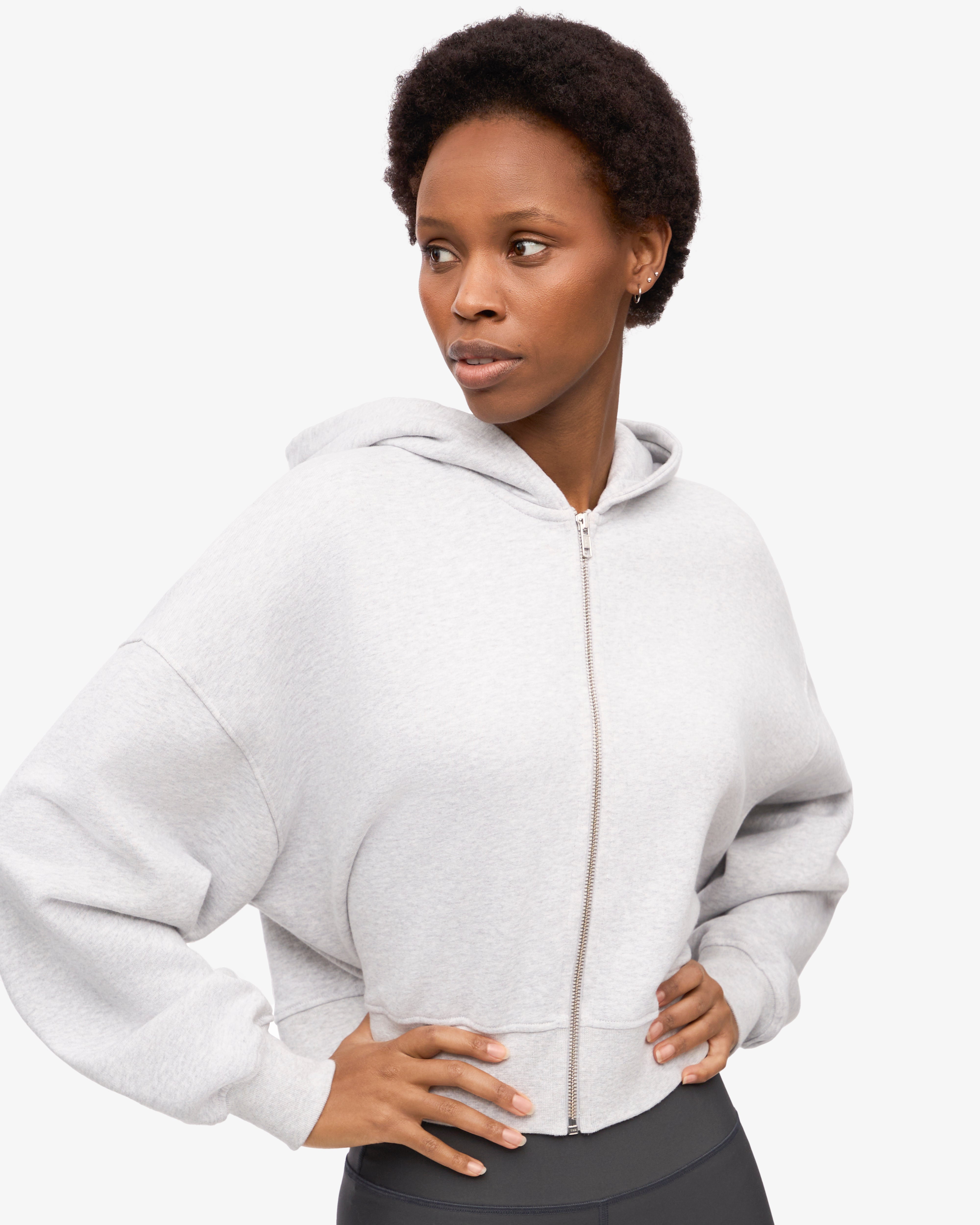 Organic Crop Zip Hood - Snow Melange