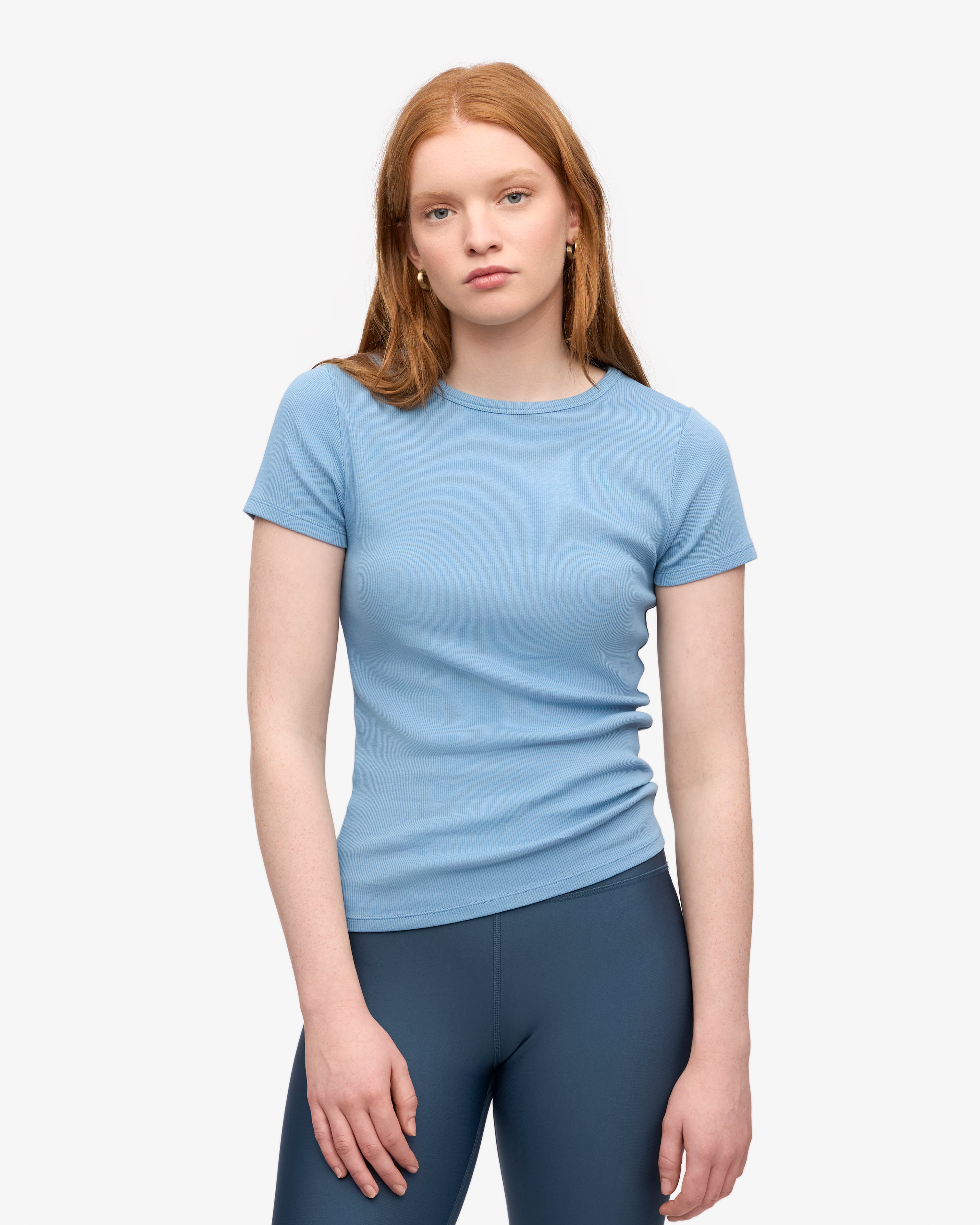 Organic Rib T-Shirt - Seaside Blue