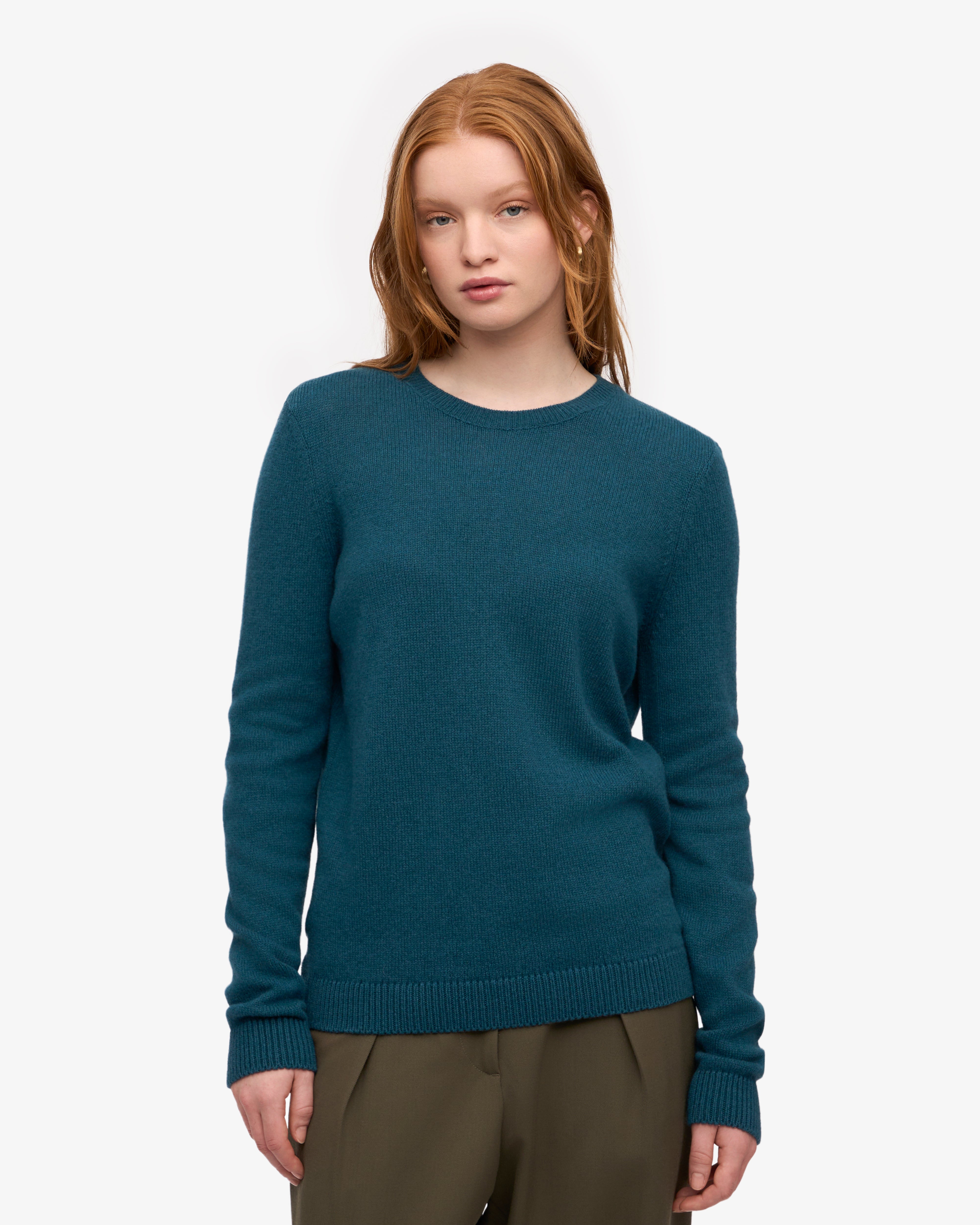 Women Classic Merino Wool Crew - Ocean Green