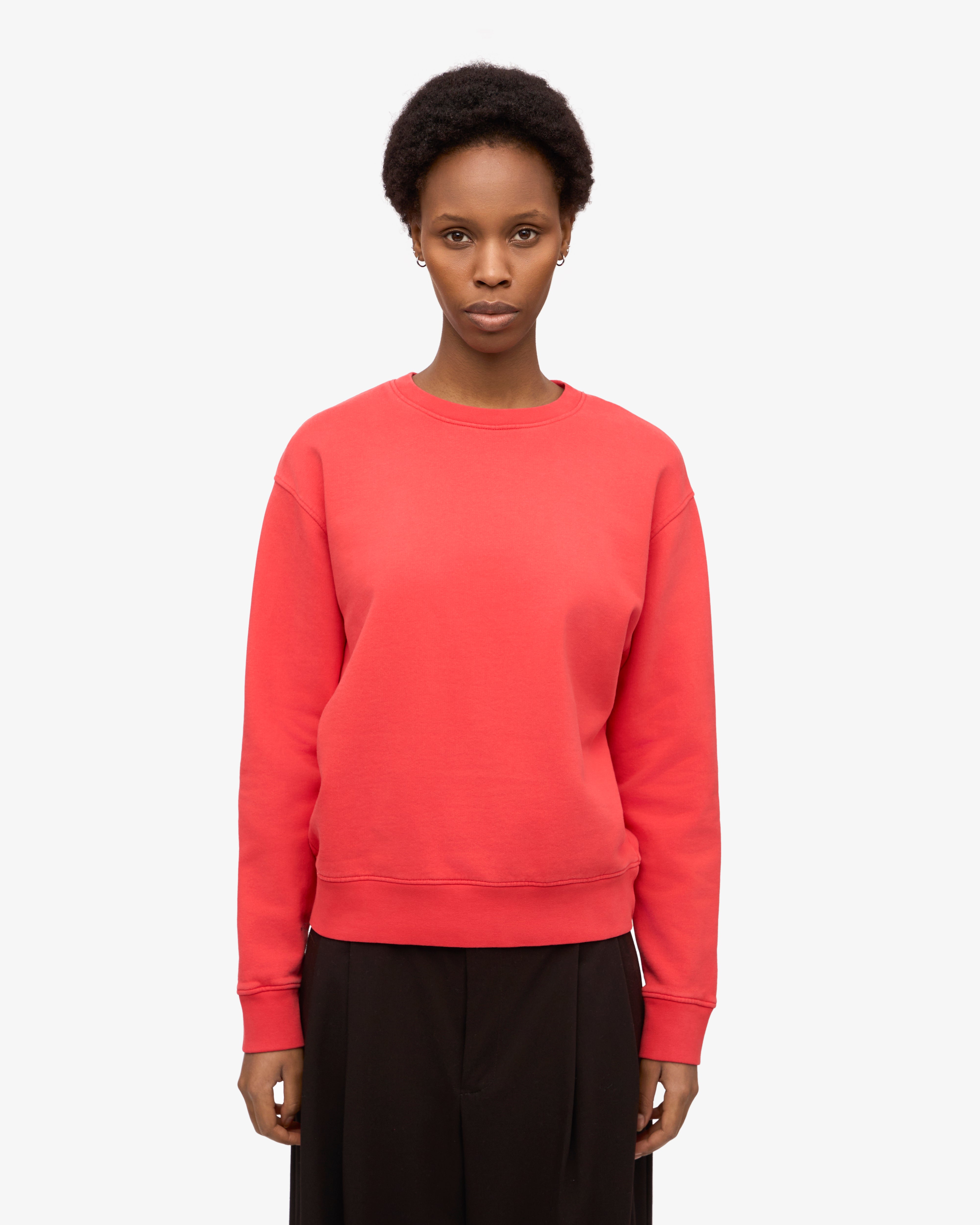 Women Classic Organic Crew - Red Tangerine XS