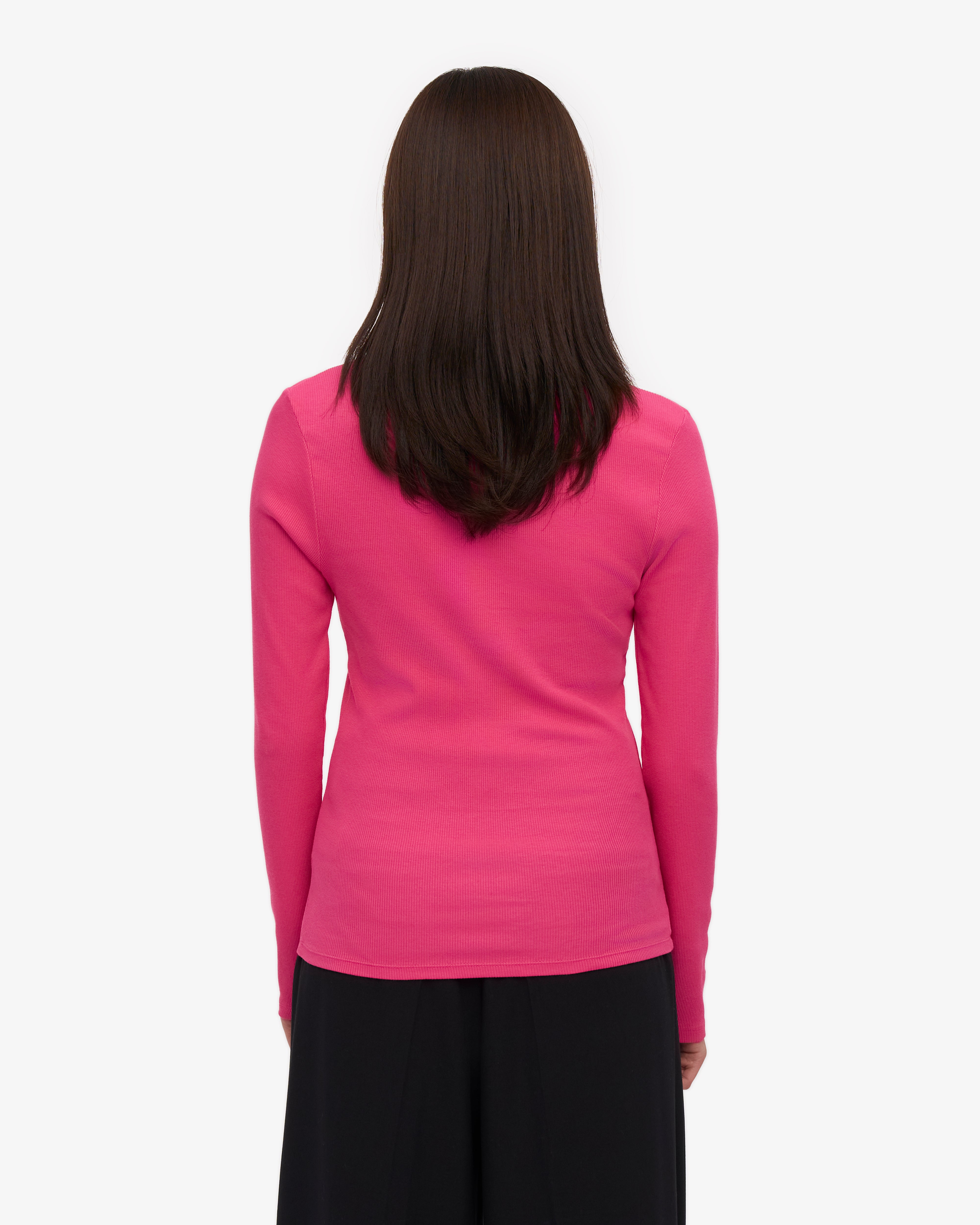 Women Organic Rib LS T-Shirt - Bubblegum Pink