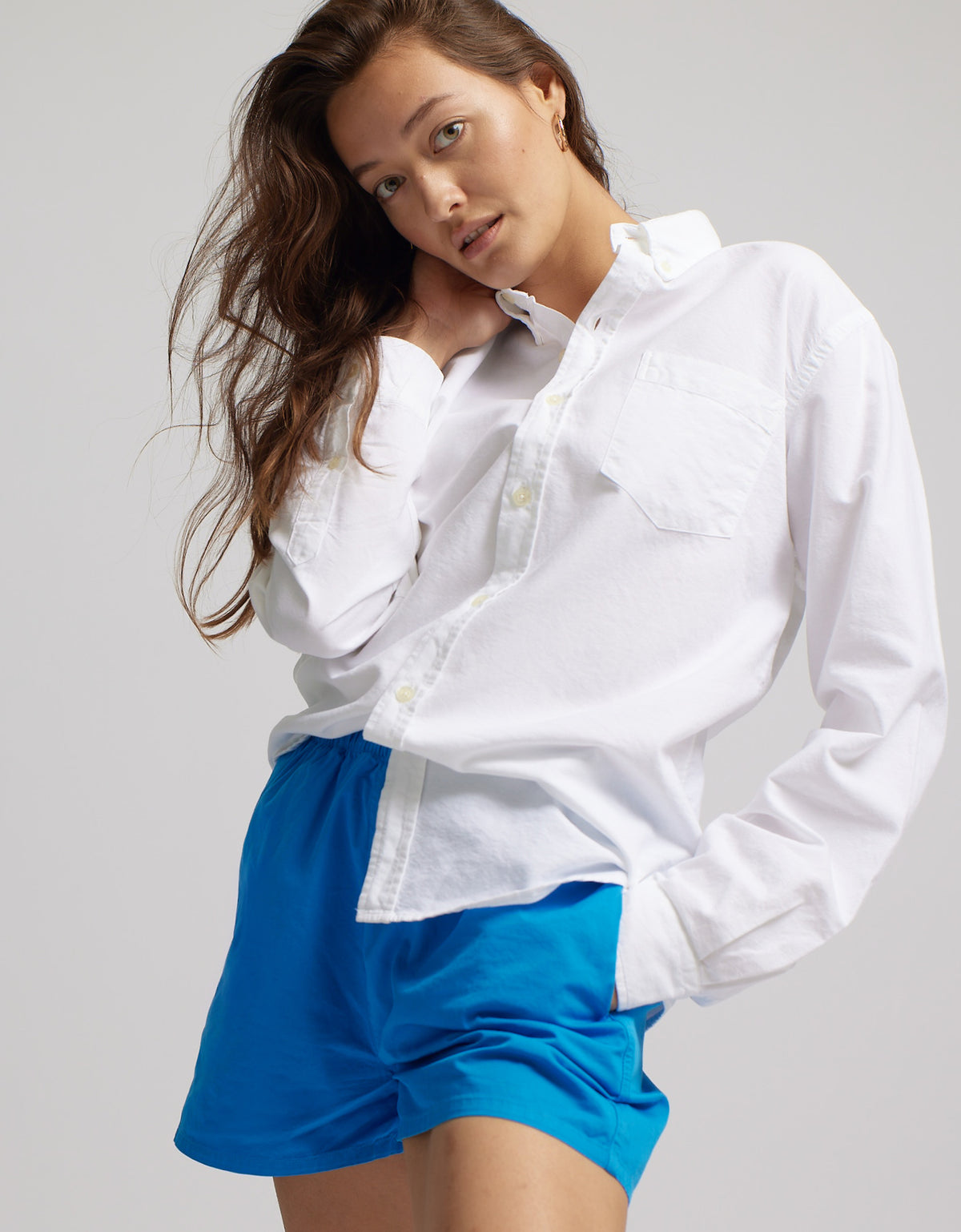 Pale Blue Twill Shorts